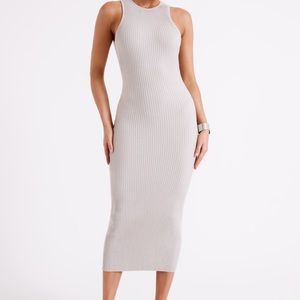 NWT white Meshki Sienna midi knit dress